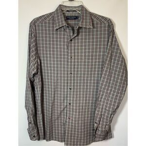 Daniel Cremieux Men's Plaid Cotton Long Sleeve Button-Down Shirt Gray Medium